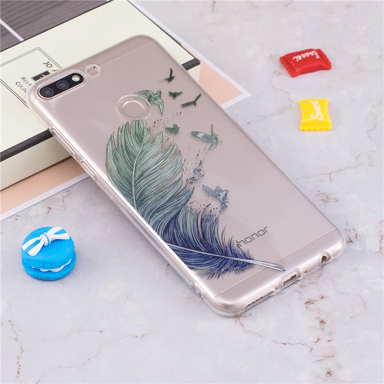 Pattern Printing IMD TPU Cell Phone Case for Huawei Honor 7C / Enjoy 8 /Y7 Prime (2018) - Feather Pattern-4