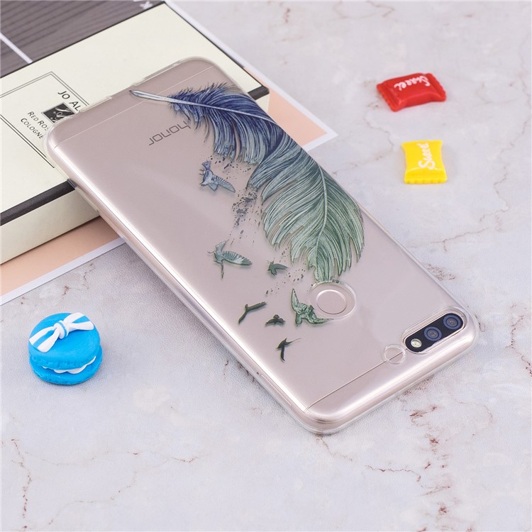 Pattern Printing IMD TPU Cell Phone Case for Huawei Honor 7C / Enjoy 8 /Y7 Prime (2018) - Feather Pattern-5