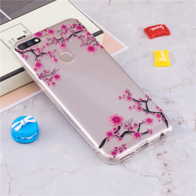 Pattern Printing IMD TPU Case Cover Shell for Huawei Honor 7C / Enjoy 8 /Y7 Prime (2018) - Plum Blossom-4