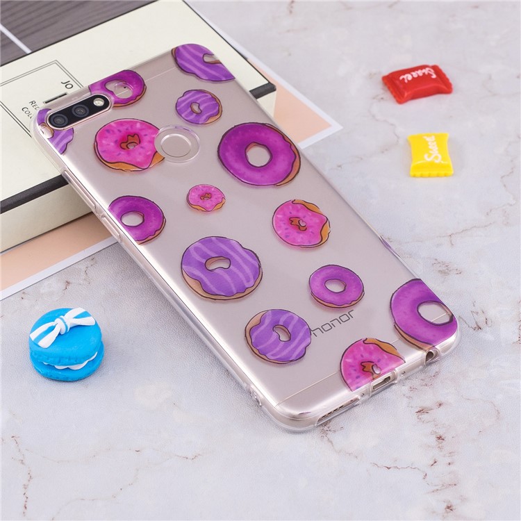 Pattern Printing IMD TPU Case Accessory for Huawei Honor 7C / Enjoy 8 /Y7 Prime (2018) - Doughnut Pattern-4