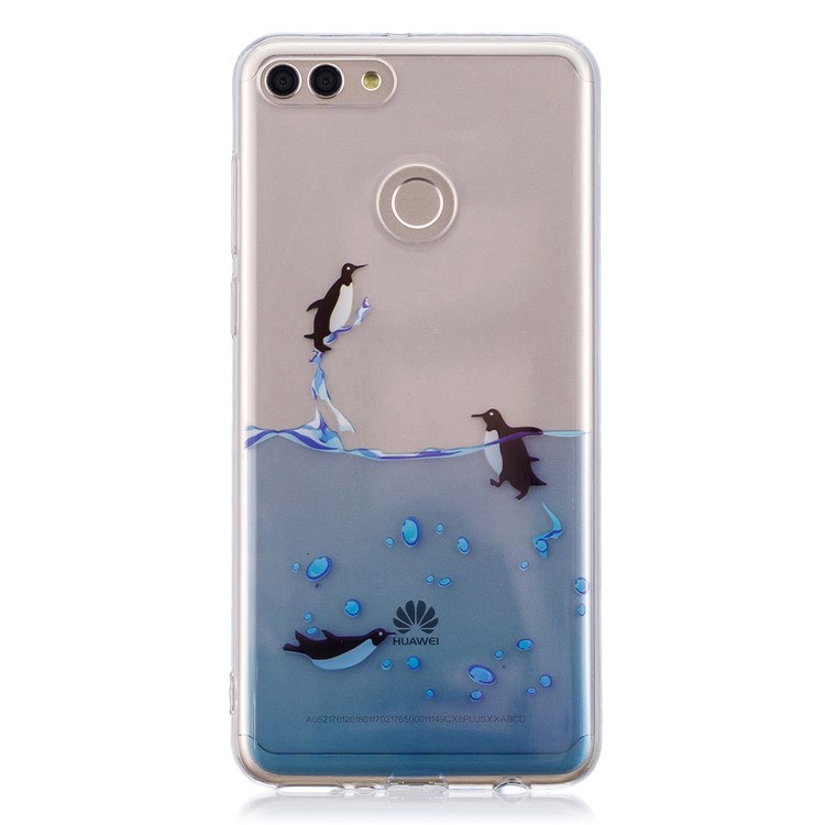 IMD Pattern Printing Soft TPU Back Casing for Huawei Y9 (2018) / Enjoy 8 Plus - Penguins-1