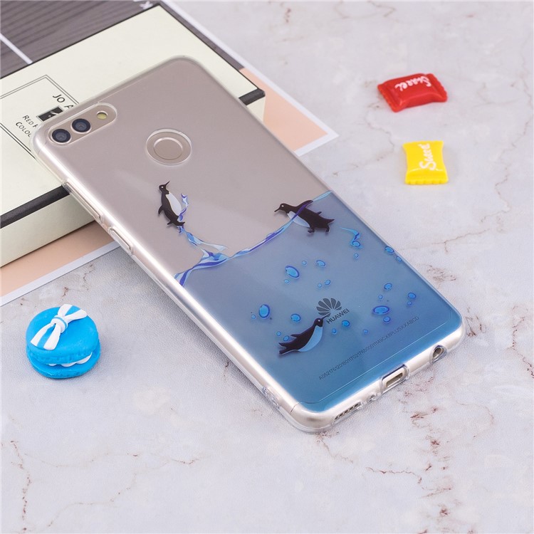 IMD Pattern Printing Soft TPU Back Casing for Huawei Y9 (2018) / Enjoy 8 Plus - Penguins-4