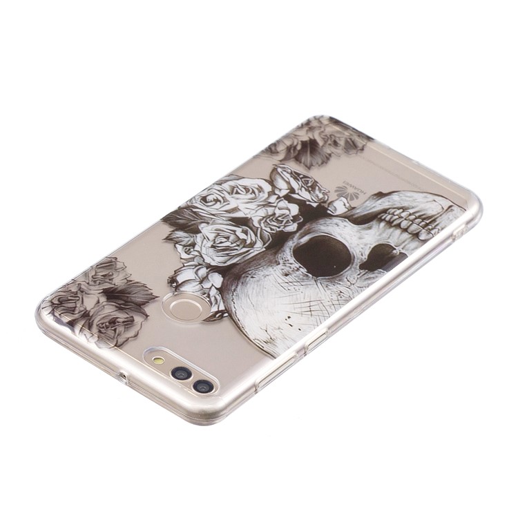 IMD Pattern Printing TPU Soft Back Cover Accessory for Huawei Y9 (2018) / Enjoy 8 Plus - Skull-3