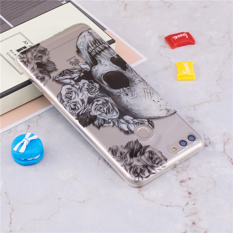 IMD Pattern Printing TPU Soft Back Cover Accessory for Huawei Y9 (2018) / Enjoy 8 Plus - Skull-5
