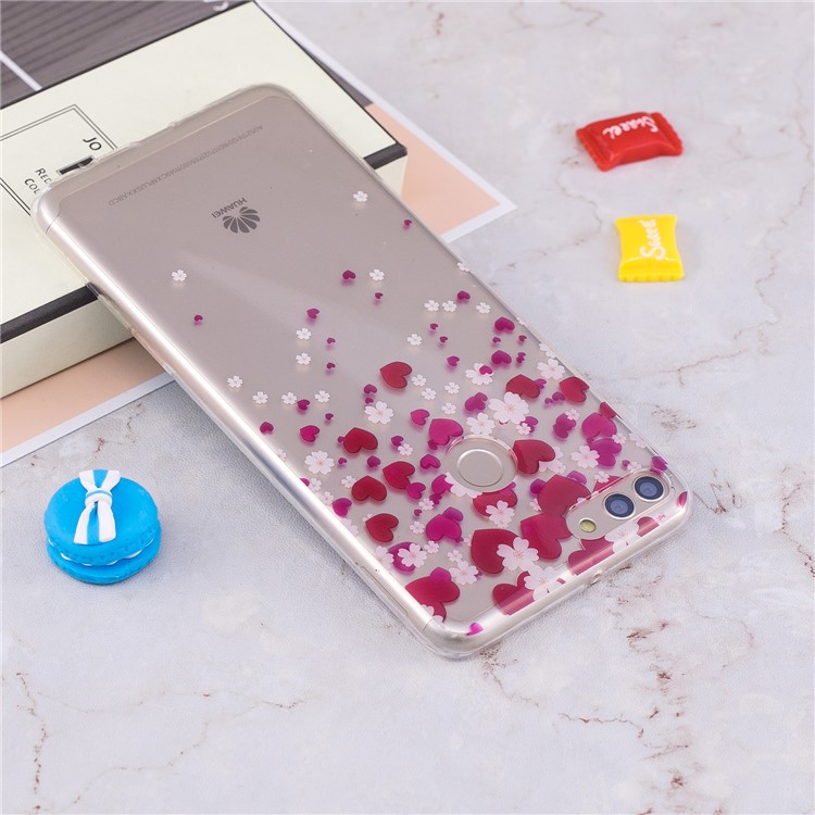 IMD Pattern Printing Flexible TPU Mobile Cover Shell for Huawei Y9 (2018) / Enjoy 8 Plus - Hearts Pattern-5