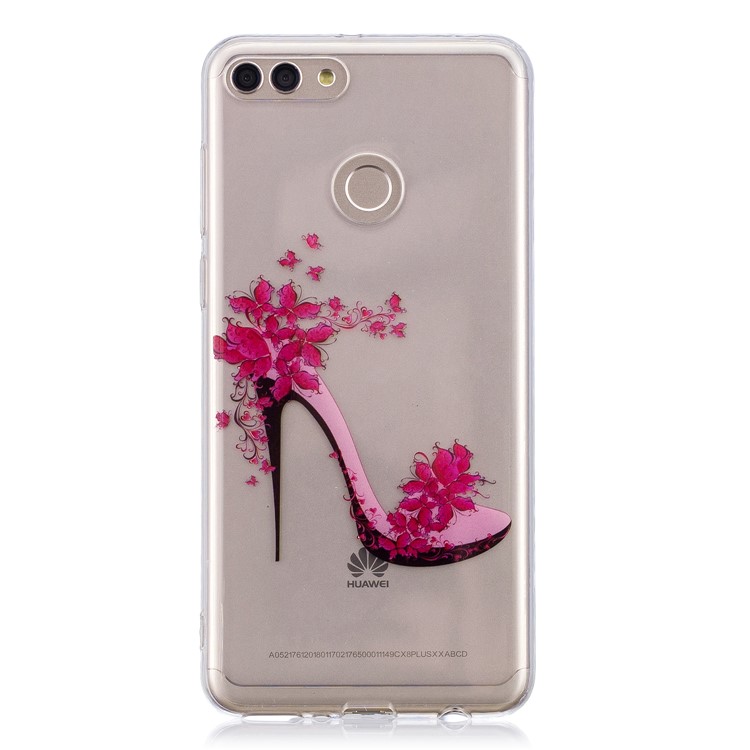 IMD Pattern Printing TPU Protection Shell for Huawei Y9 (2018) / Enjoy 8 Plus - High-heeled Shoe with Flowers-1