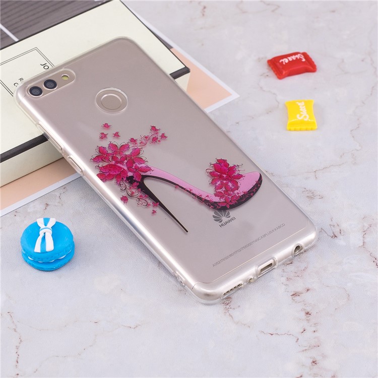 IMD Pattern Printing TPU Protection Shell for Huawei Y9 (2018) / Enjoy 8 Plus - High-heeled Shoe with Flowers-4