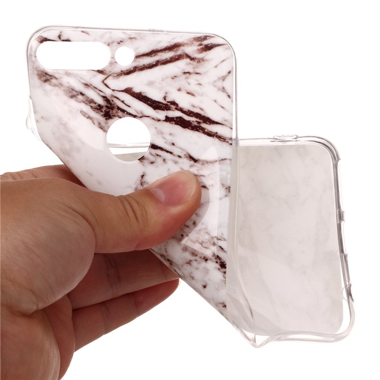 Marble Pattern IMD TPU Phone Cover for Huawei Honor 7C / Enjoy 8 /Y7 Prime (2018) - White / Grey-4