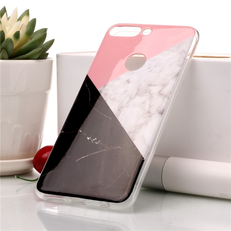 Marble Pattern IMD TPU Phone Shell for Huawei Honor 7C / Enjoy 8/Y7 Prime (2018) - Pink / Grey / Black-1