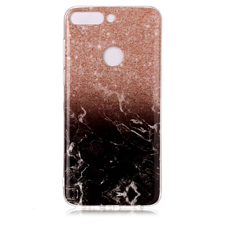 Marble Pattern IMD TPU Phone Back Case for Huawei Honor 7C / Enjoy 8 /Y7 Prime (2018) - Orange / Black-2