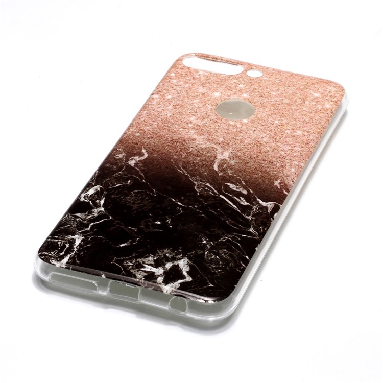Marble Pattern IMD TPU Phone Back Case for Huawei Honor 7C / Enjoy 8 /Y7 Prime (2018) - Orange / Black-3