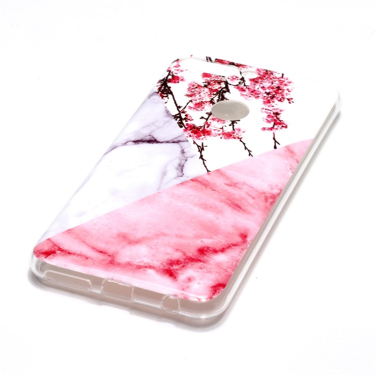 Marble Pattern IMD TPU Gel Back Shell for Huawei Honor 7C / Enjoy 8 /Y7 Prime (2018) - Pink Flower-3