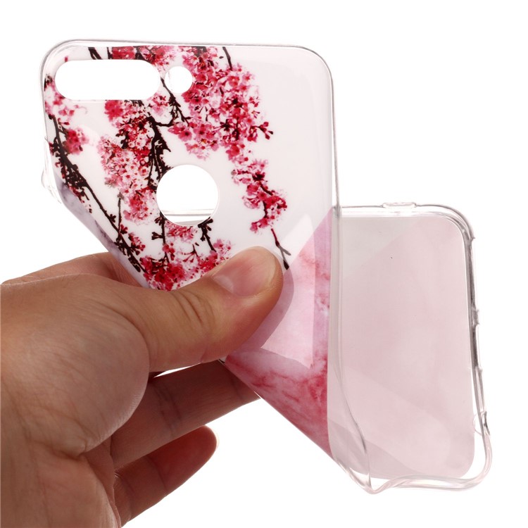 Marble Pattern IMD TPU Gel Back Shell for Huawei Honor 7C / Enjoy 8 /Y7 Prime (2018) - Pink Flower-4