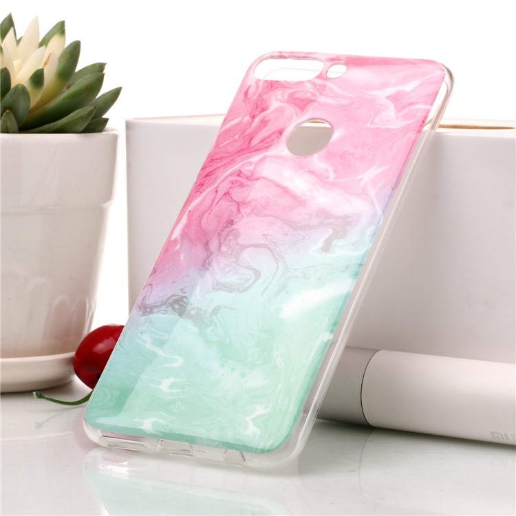 Marble Pattern IMD TPU Cell Phone Case for Huawei Honor 7C / Enjoy 8 /Y7 Prime (2018) - Pink / Green-1