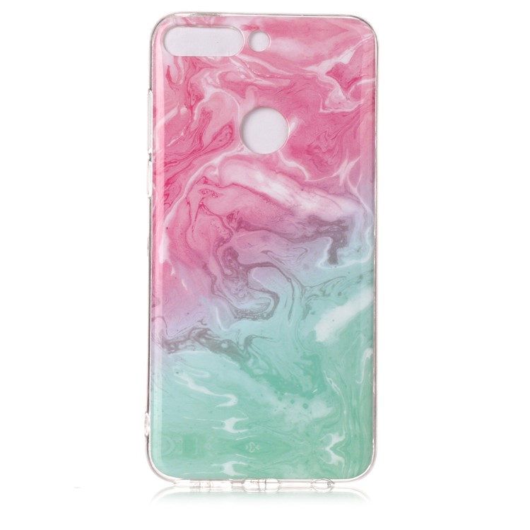 Marble Pattern IMD TPU Cell Phone Case for Huawei Honor 7C / Enjoy 8 /Y7 Prime (2018) - Pink / Green-2