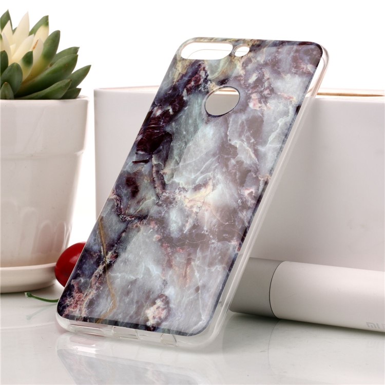 Marble Pattern IMD TPU Mobile Cover for Huawei Honor 7C / Enjoy 8 /Y7 Prime (2018) - Blue / Black-1