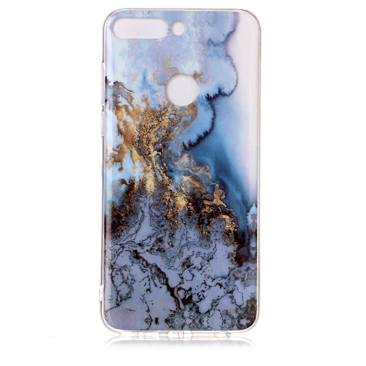 Marble Pattern IMD TPU Protective Case for Huawei Honor 7C / Enjoy 8 /Y7 Prime (2018) - Gold / Blue-2