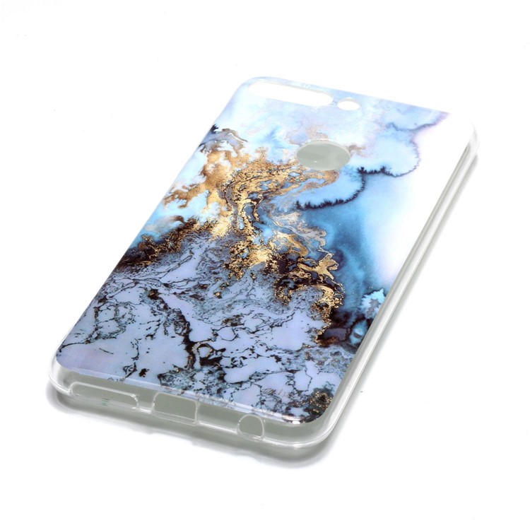 Marble Pattern IMD TPU Protective Case for Huawei Honor 7C / Enjoy 8 /Y7 Prime (2018) - Gold / Blue-3