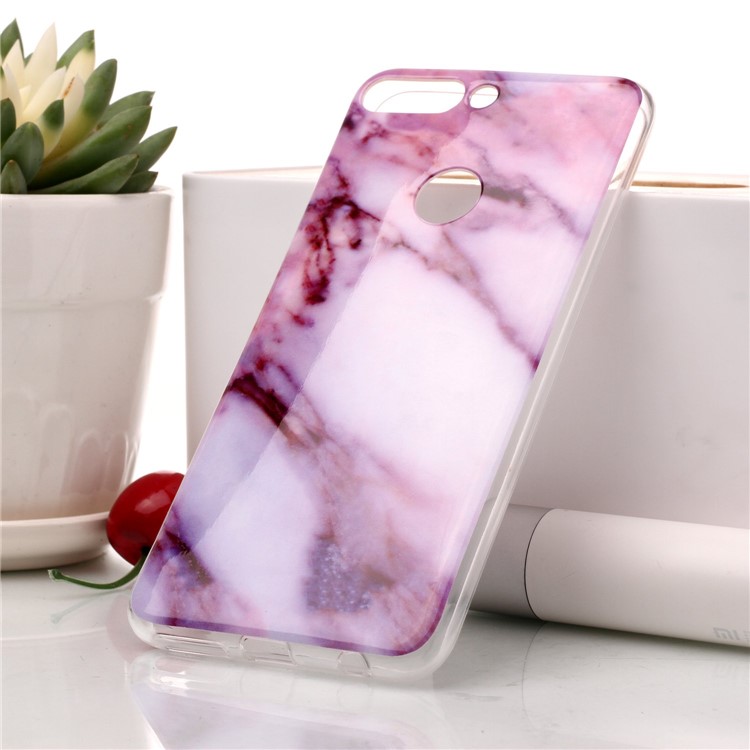 Marble Pattern IMD TPU Mobile Phone Cover for Huawei Honor 7C / Enjoy 8 /Y7 Prime (2018) - Pink / White-1