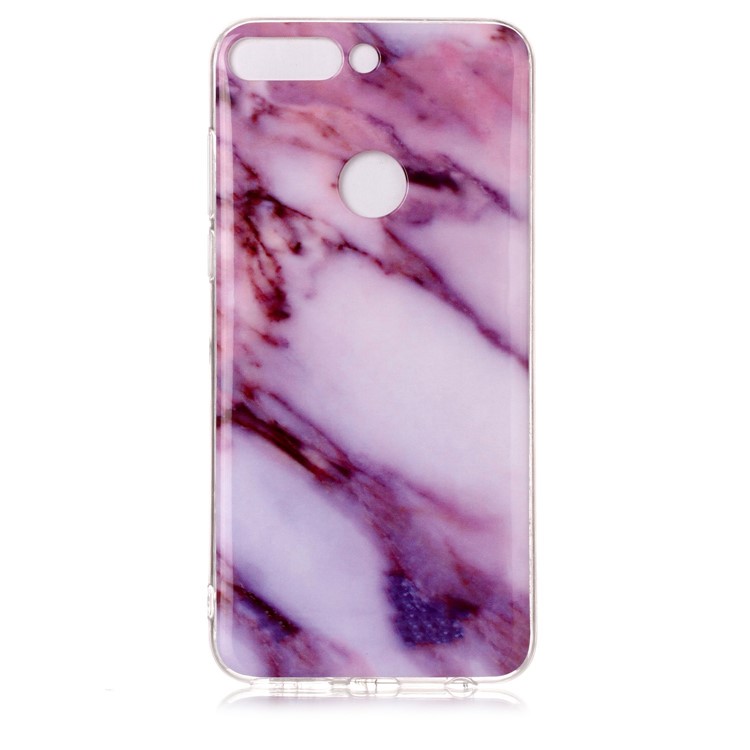 Marble Pattern IMD TPU Mobile Phone Cover for Huawei Honor 7C / Enjoy 8 /Y7 Prime (2018) - Pink / White-2