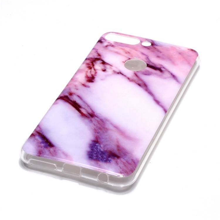 Marble Pattern IMD TPU Mobile Phone Cover for Huawei Honor 7C / Enjoy 8 /Y7 Prime (2018) - Pink / White-3