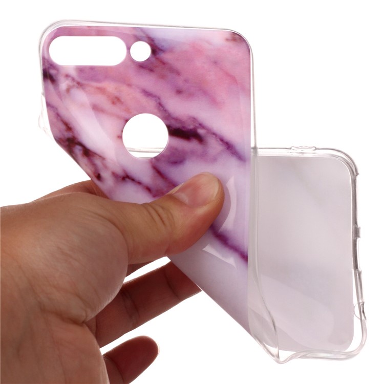 Marble Pattern IMD TPU Mobile Phone Cover for Huawei Honor 7C / Enjoy 8 /Y7 Prime (2018) - Pink / White-4