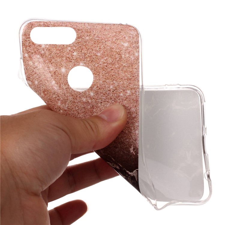 Marble Pattern IMD TPU Shell Case for Huawei Honor 7X - Orange / Black-7