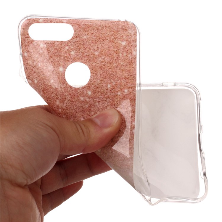 Marble Pattern IMD TPU Shell for Huawei Honor 7X - Orange / Grey-7