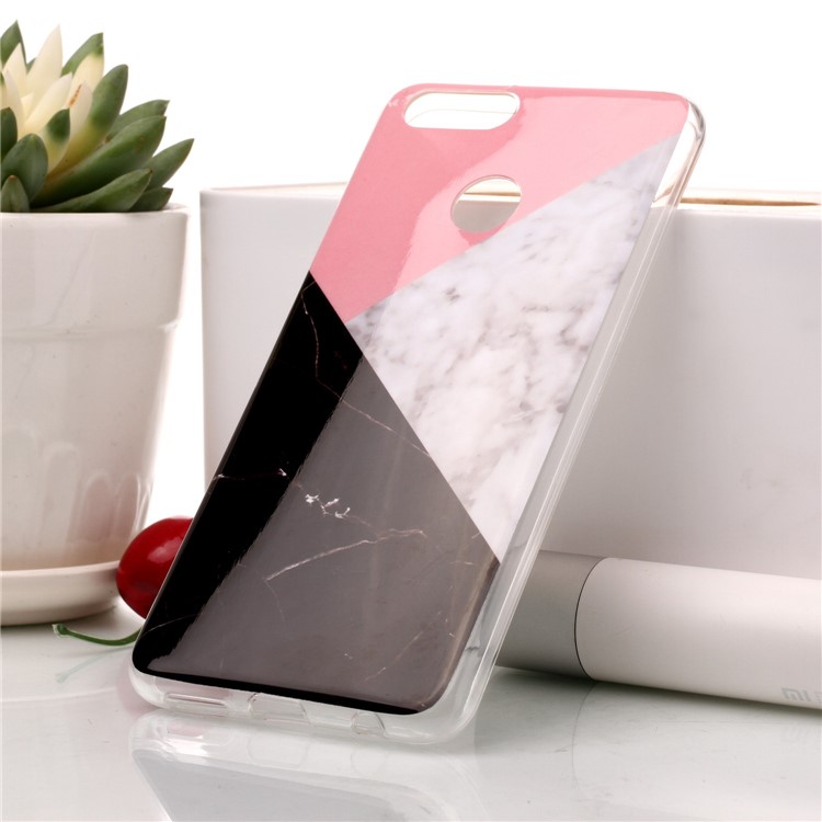 Marble Pattern IMD TPU Case Shell for Huawei Honor 7X - Pink / Grey / Black-1