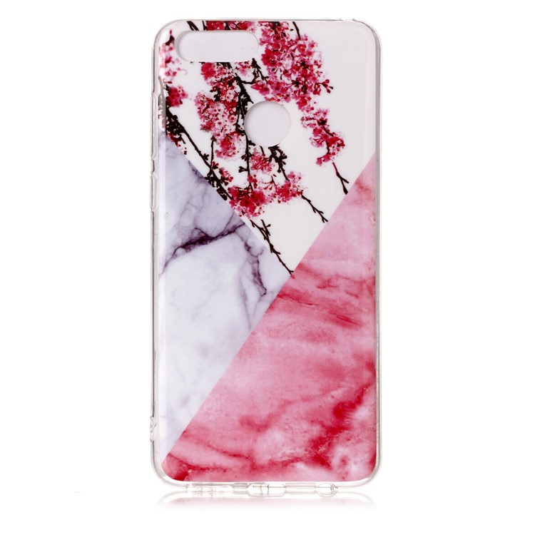 Marble Pattern IMD TPU Cell Phone Case for Huawei Honor 7X - Pink Flower-3