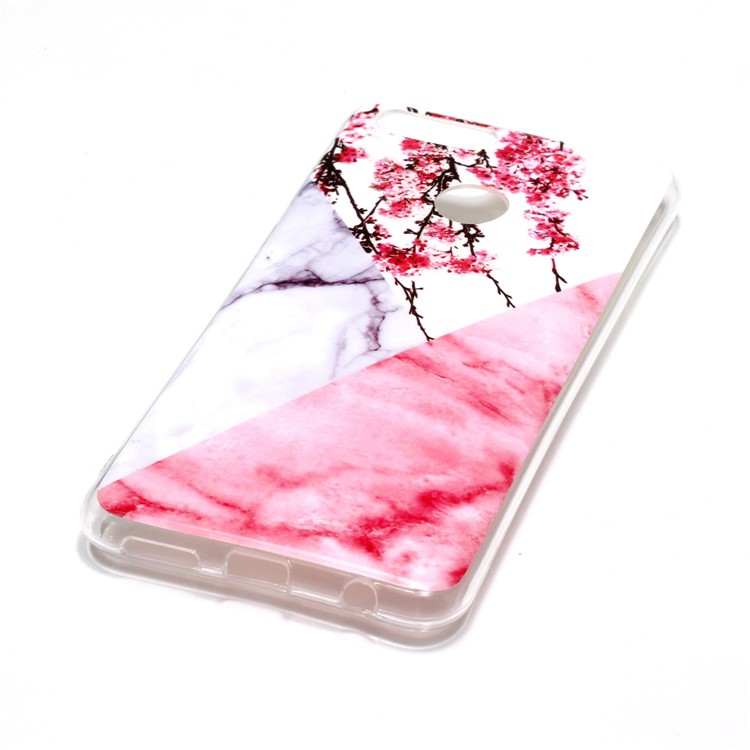 Marble Pattern IMD TPU Cell Phone Case for Huawei Honor 7X - Pink Flower-5