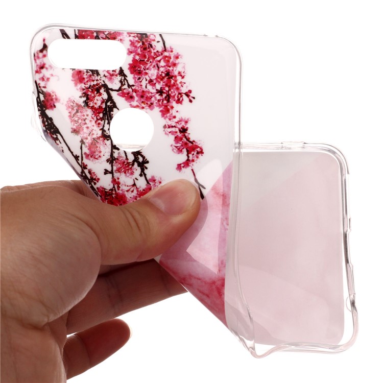 Marble Pattern IMD TPU Cell Phone Case for Huawei Honor 7X - Pink Flower-7