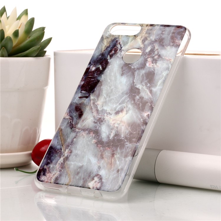 Marble Pattern IMD TPU Cover for Huawei Honor 7X - Blue / Black-1