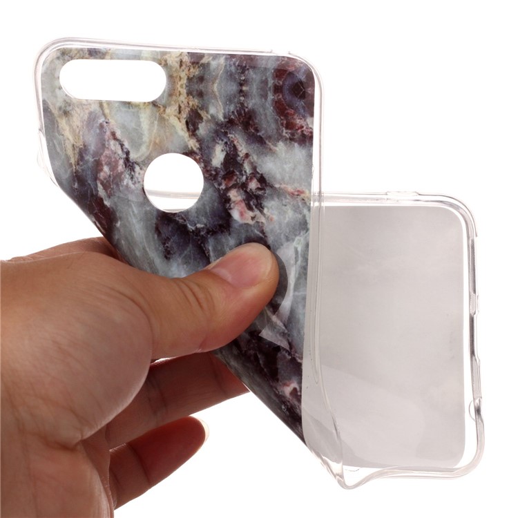 Marble Pattern IMD TPU Cover for Huawei Honor 7X - Blue / Black-7