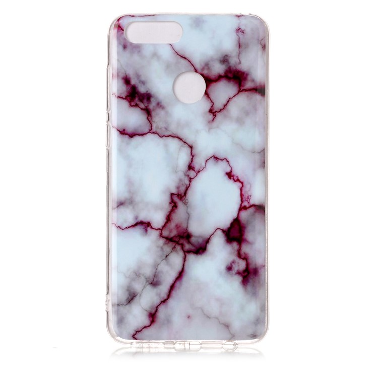 Marble Pattern IMD TPU Cover Case for Huawei Honor 7X - Purple-3