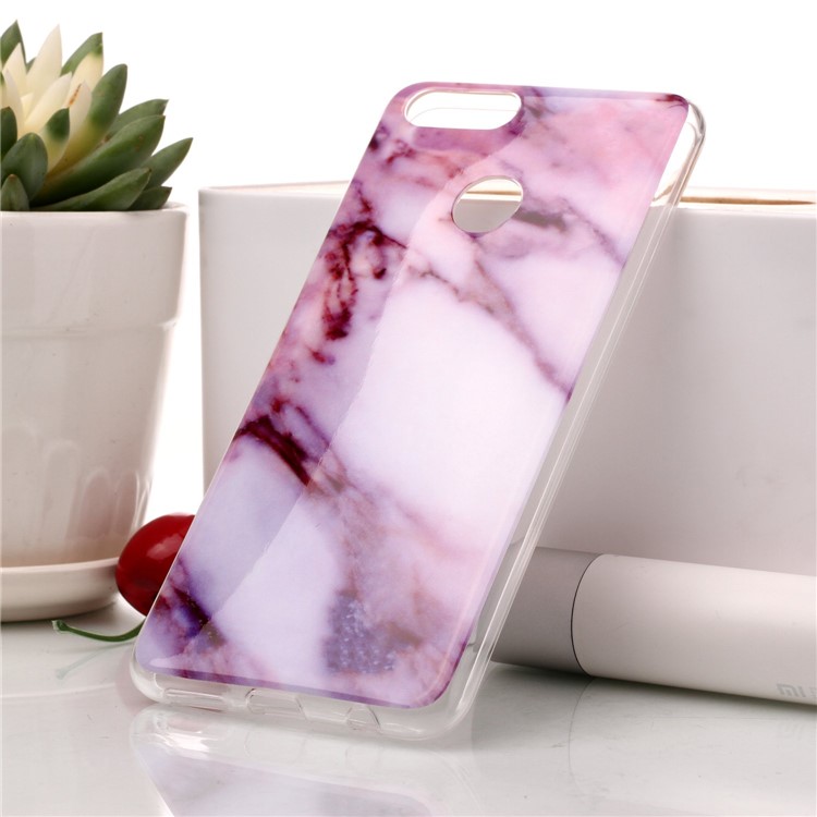 Marble Pattern IMD TPU Case Accessory for Huawei Honor 7X - Pink / White-1