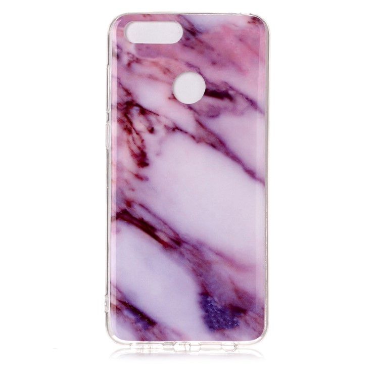 Marble Pattern IMD TPU Case Accessory for Huawei Honor 7X - Pink / White-3
