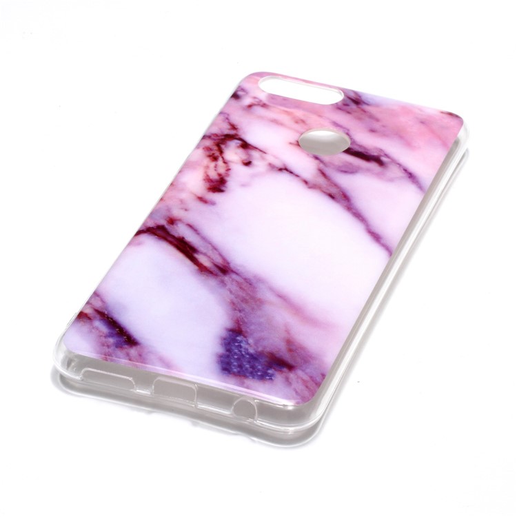 Marble Pattern IMD TPU Case Accessory for Huawei Honor 7X - Pink / White-5