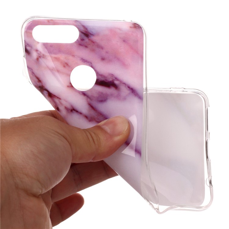 Marble Pattern IMD TPU Case Accessory for Huawei Honor 7X - Pink / White-7
