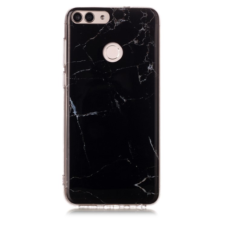 Marble Pattern IMD TPU Gel Case for Huawei P Smart / Enjoy 7S - Black-2