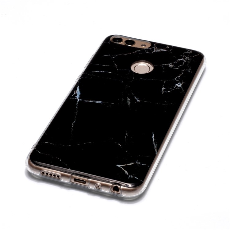 Marble Pattern IMD TPU Gel Case for Huawei P Smart / Enjoy 7S - Black-3