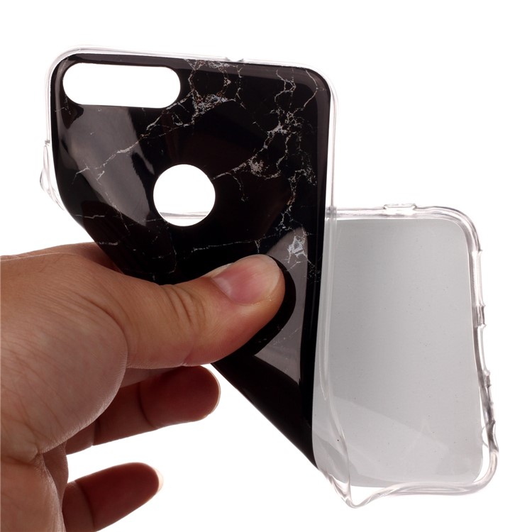 Marble Pattern IMD TPU Gel Case for Huawei P Smart / Enjoy 7S - Black-4