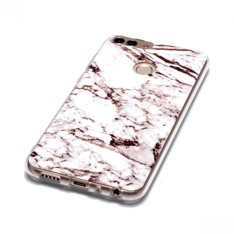 Marble Pattern IMD TPU Back Case for Huawei P Smart / Enjoy 7S - White / Grey-3