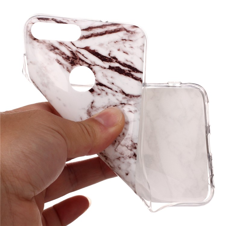 Marble Pattern IMD TPU Back Case for Huawei P Smart / Enjoy 7S - White / Grey-4