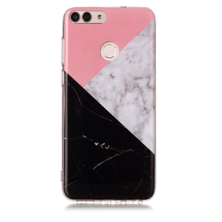 Marble Pattern IMD TPU Shell Case for Huawei P Smart / Enjoy 7S - Pink / Grey / Black-2