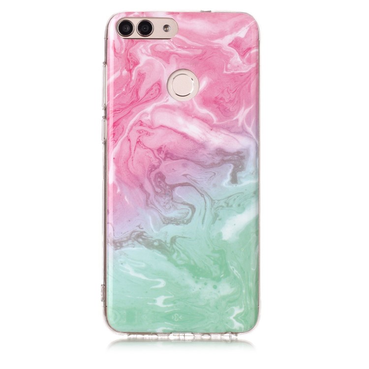 Marmor Muster IMD TPU Schutzhülle Für Huawei P Smart / Genieße 7S - Rosa / Grün-2