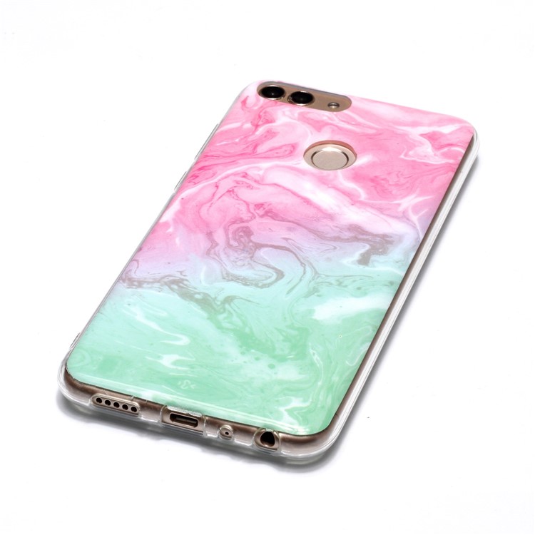 Marmor Muster IMD TPU Schutzhülle Für Huawei P Smart / Genieße 7S - Rosa / Grün-3