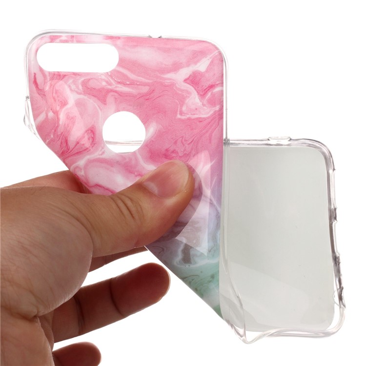 Marmor Muster IMD TPU Schutzhülle Für Huawei P Smart / Genieße 7S - Rosa / Grün-4