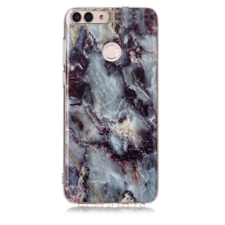 Marble Pattern IMD TPU Cover for Huawei P Smart / Enjoy 7S - Blue / Black-2