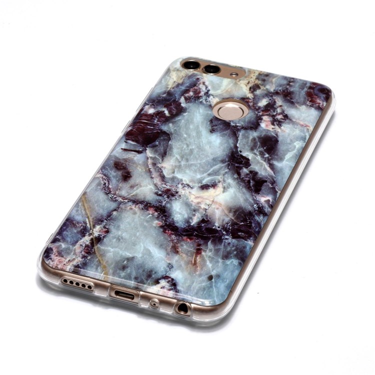 Marble Pattern IMD TPU Cover for Huawei P Smart / Enjoy 7S - Blue / Black-3